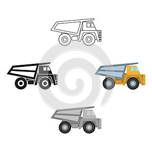 Haul truck icon in cartoon style isolated on white background. Mine symbol stock vector illustration.