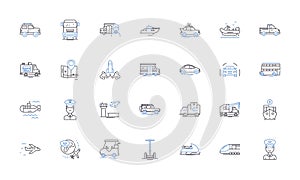 Haulage line icons collection. Transportation, Logistics, Distribution, Shipping, Cargo, Freight, Delivery vector and
