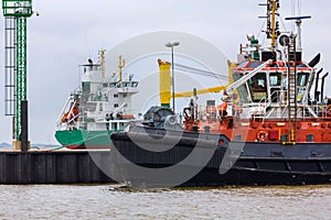 Haulier ship in an harbor