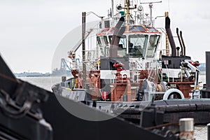 Haulier ship in an harbor