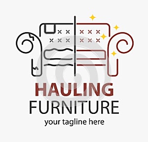 Hauling or restore furniture logo. Fixing furniture vector sign. Leather and Fabric Upholstery emblem