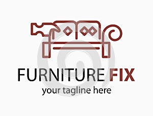 Hauling or restore furniture logo. Fixing furniture vector sign. Leather and Fabric Upholstery emblem