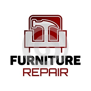 Hauling or restore furniture logo. Fixing or repair furniture vector sign. Leather and Fabric Upholstery emblem.