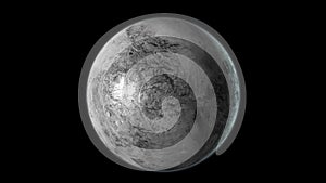Haumea dwarf planet isolated on black background. 3D render
