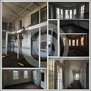 Haunted asylum, Abandoned asylum with broken windows and eerie sounds emanating from within4