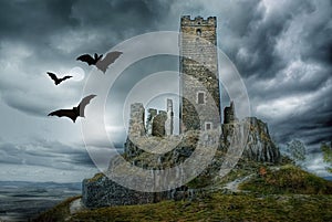 Haunted Castle, Halloween Landscape Scene