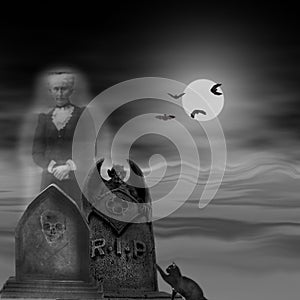 Haunted Cemetery Illustration for Halloween