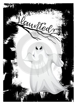 Haunted Ghost Halloween Illustration