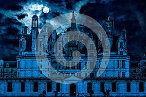 Haunted Gothic castle at night