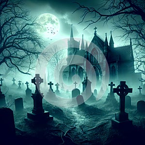 Haunted graveyard night