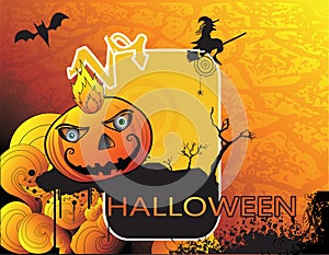Haunted halloween pumpkin vector