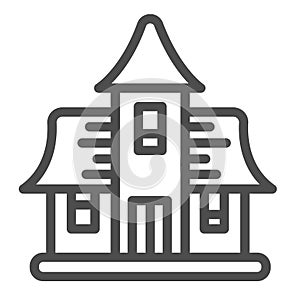 Haunted house, abandoned building, cursed mansion line icon, halloween concept, manor vector sign on white background