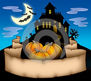 Haunted house with banner