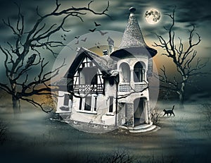 Haunted House with Dark Horrow Atmosphere.