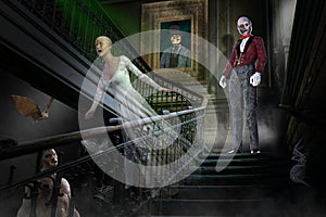 Haunted House, Ghost, Halloween, Frankenstein, Butler