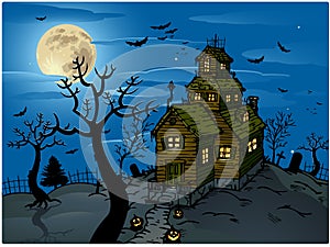 Haunted house halloween background