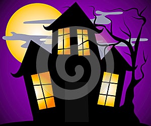 Haunted House Halloween Scene