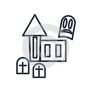 Haunted house icon vector isolated on white background, Haunted house sign