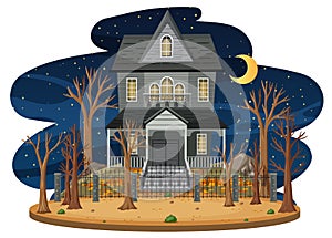 Haunted house at night scene