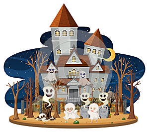 Haunted house at night scene