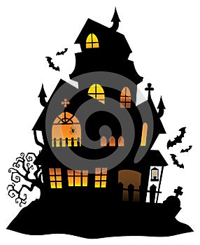 Haunted house silhouette theme image 1 photo