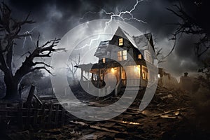 Haunted House in the Stormy Night