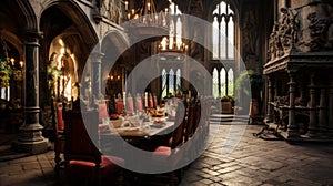 A Haunting Glimpse - Dracula\'s Castle Empty Dining Room