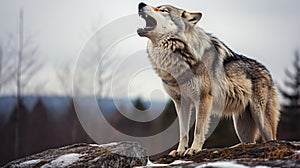 haunting grey wolf howling