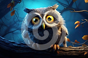 Haunting Owl portrait banner. Generate Ai