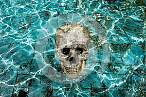 Haunting pool with skull
