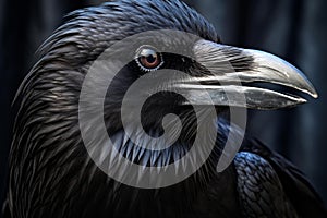 Haunting Raven closeup cute. Generate Ai