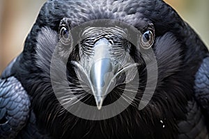 Haunting Raven closeup. Generate Ai photo