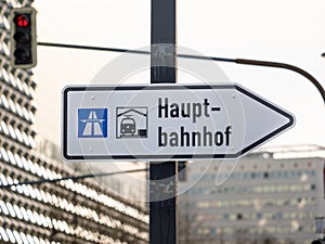Hauptbahnhof (Central Station) Sign in Germany