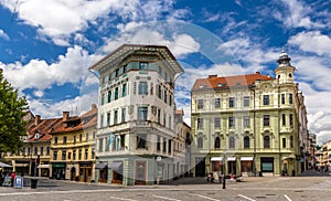 Hauptmann's House on Preseren Square in Ljubljana, Slovenia