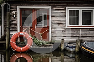 Haus mit rettungsring. Generative AI