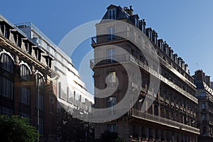 Haussmann buildings in Paris street