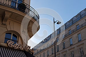 Haussmann buildings in Paris street