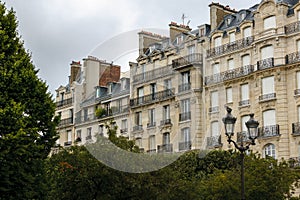 Haussmann buildings and their facades on Ile de la CitÃ©, Paris, France