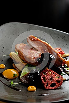 Haute cuisine/Asian fusion, roasted duck