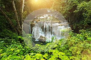 Hauy Mae Kamin Waterfall in Kanchanburi, Thailand