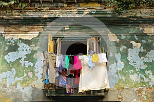 Havana balcony with colorful clothes