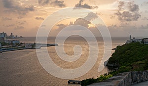 Havana bay entrance at sunset.