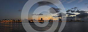 Havana bay skyline at nightfall