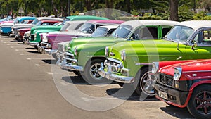 Havana classic car in colorful row