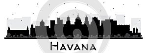 Havana Cuba City Skyline Silhouette with Black Buildings Isolated on White