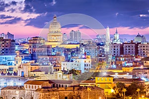 Havana, Cuba Downtown Skyline at Night