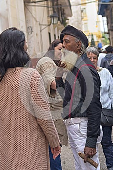 HAVANA, CUBA - JANUARY 04, 2018: A black man with a white beard