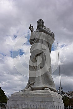 Havana Cuba - March 2019. A large white Carrara marble sculpture of Jesus of Nazareth, known as the Christ of Havana