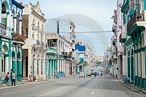 HAVANA, CUBA - OCTOBER 22, 2017: Havana Cityscape with Local Architecture and People. Cuba.