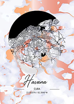 Havana - Cuba Rainlily Marble Map